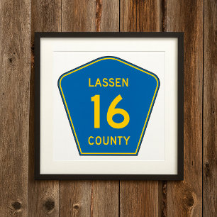 Lassen Landkreis Road Sign Poster