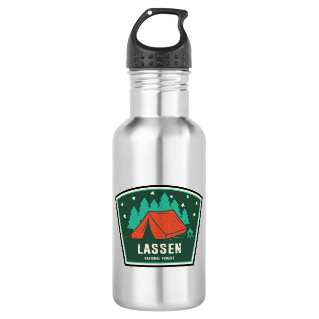 Lassen National Forest Camping Edelstahlflasche (Vorderseite)
