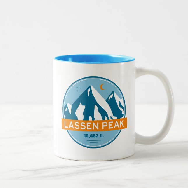 Lassen Peak California Stars Moon Zweifarbige Tasse (Rechts)