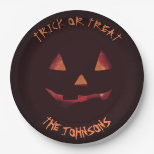 Lassen Sie den Namen des Pumpkin-Halloween-Party a Pappteller