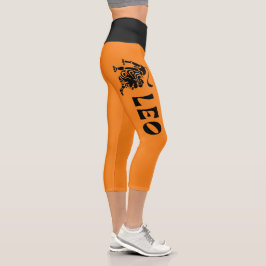 LASSEN SIE DIE LION GRAPHIC ZODIAC YOGA PANTS. CAPRI LEGGINGS