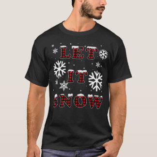 Lassen Sie es Buffalo Kariert Red Snowflake Merry T-Shirt