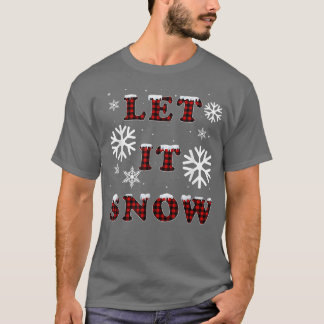 Lassen Sie es Buffalo Kariert Red Snowflake Merry  T-Shirt