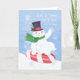 Lassen Sie es die Peppermint-Snowman-Urlaubskarte  Feiertagskarte