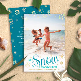 Lassen Sie es irgendwo anders reisen Foto Real Gol Folien Feiertagskarte