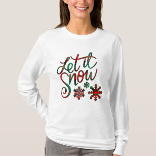 Lassen Sie es Karierten Weihnachtsfrauen T- T-Shirt
