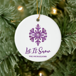 Lassen Sie es Lila schneeflattern Keramik Ornament