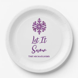 Lassen Sie es Lila schneeflattern Pappteller