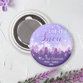 Lassen Sie es Lila Schneewald frohe Weihnachten. Magnet