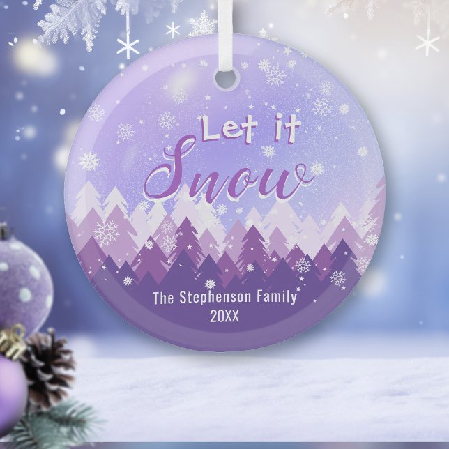 Lassen Sie es Lila Schneewald frohe Weihnachten. Ornament Aus Glas (Von Creator hochgeladen)