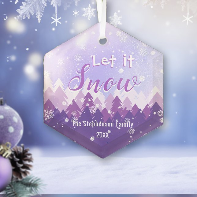 Lassen Sie es Lila Schneewald frohe Weihnachten. Ornament Aus Glas (Von Creator hochgeladen)