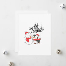 Lassen Sie es mit Schneemann und Pinguin auf einem