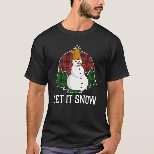 Lassen Sie es Niedlichen Schneemann mit Red Buffal T-Shirt (Vorderseite)