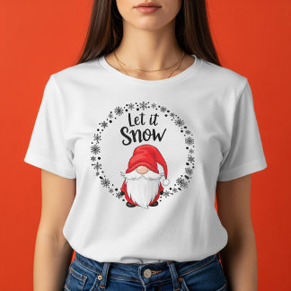 Lassen Sie es Niedlichen Weihnachtsgnome mit Schne T-Shirt