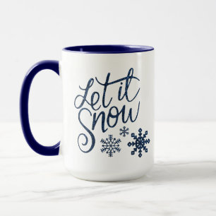 Lassen Sie es Schnee Blau und Weiß Kaffee & Kakao  Tasse
