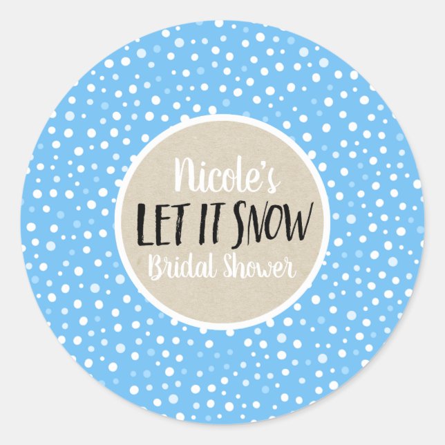 Lassen Sie es Schnee blauer weißer Schnee Winter H Runder Aufkleber (Vorderseite)