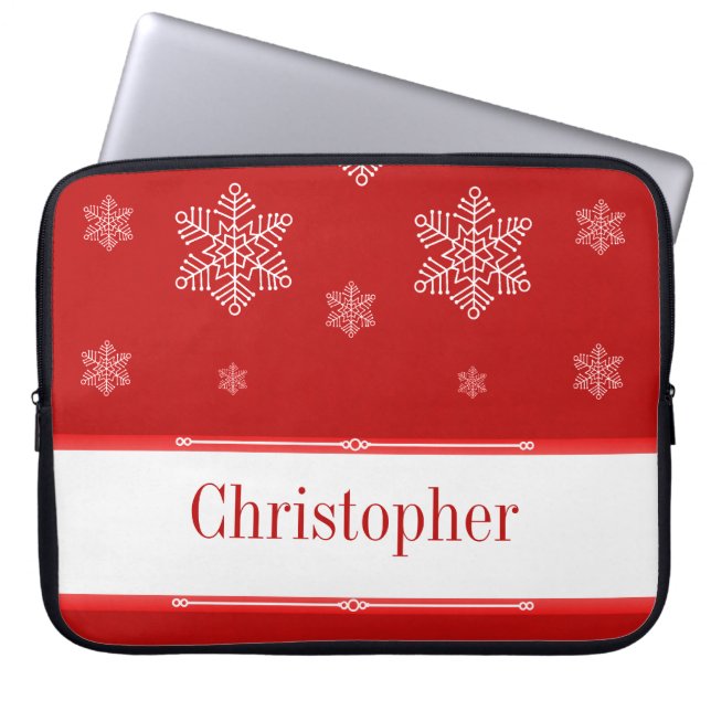 Lassen Sie es Schnee Elektronik Schläfchen, rot Laptopschutzhülle (Vorderseite)