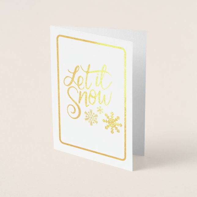 Lassen Sie es schnee Gold Tone Fohlen Weihnachtska Folienkarte (Vorderseite)