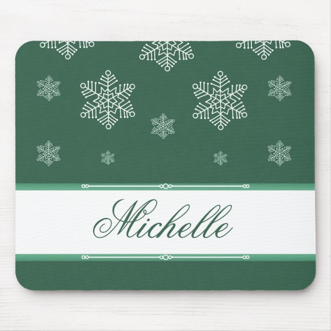Lassen Sie es Schnee Holiday Mousepad, grün Mousepad (Vorne)