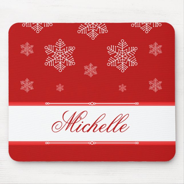 Lassen Sie es Schnee Holiday Mousepad, rot Mousepad (Vorne)
