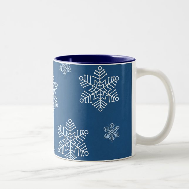 Lassen Sie es Schnee Holiday Tasse, Royal Blue Zweifarbige Tasse (Rechts)