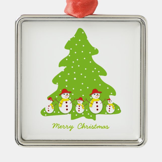 Lassen Sie es Schnee maßgeschneiderte Weihnachtssc Silbernes Ornament (Vorne)