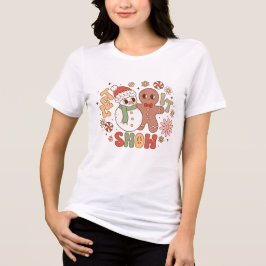 Lassen Sie es Schnee Retro Snowman und Gingerbrot  Tri-Blend Shirt