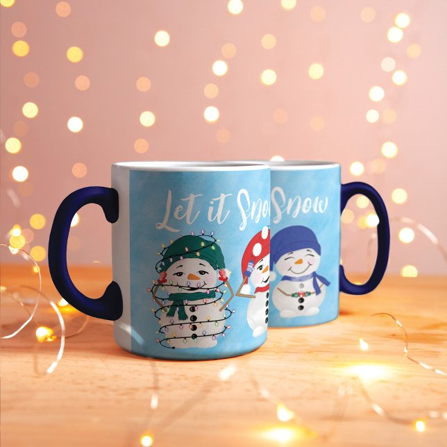 Lassen Sie es schneefeste Schneemänner Wasserfarbe Tasse (Von Creator hochgeladen)