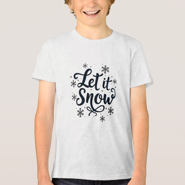 Lassen Sie es Schneeflocken Wintersaison Weihnacht Tri-Blend Shirt (Vorderseite)