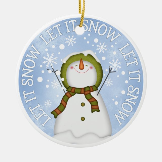 Lassen Sie es Schneemann doppelseitig sinken Keramik Ornament (Vorne)