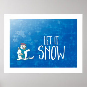 Lassen Sie es Schneemann Fütternd Vögel. Poster