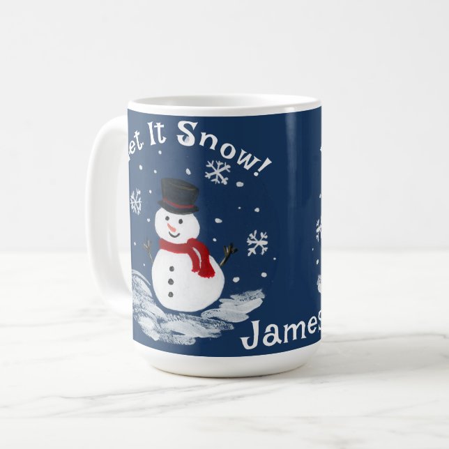 Lassen Sie es Schneemann PERSONALIZE Kakao Kaffeetasse (Vorderseite Links)