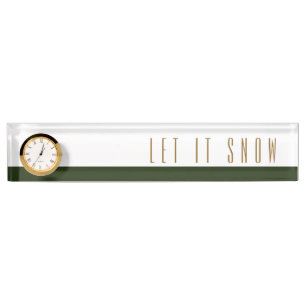 LASSEN SIE ES SCHNEEN Chic White Forest Green Mode Namensplakette