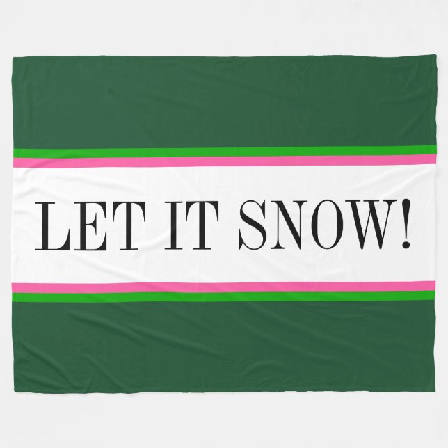 LASSEN SIE ES SCHNEEN, Helle, weiße, grüne Streife Fleecedecke (Vorderseite (Horizontal))