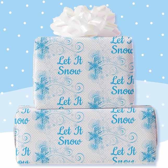 Lassen Sie es schneit blau schneeflocken weißes Mu Geschenkpapier (Von Creator hochgeladen)