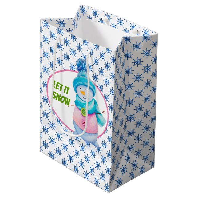 Lassen Sie es schneit Mittlere Geschenktüte (Vorderseite Schrägansicht)