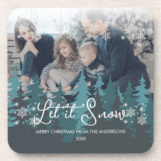 Lassen Sie es schneit | Modernes Aquamarines Grünb Getränkeuntersetzer (Vorderseite)