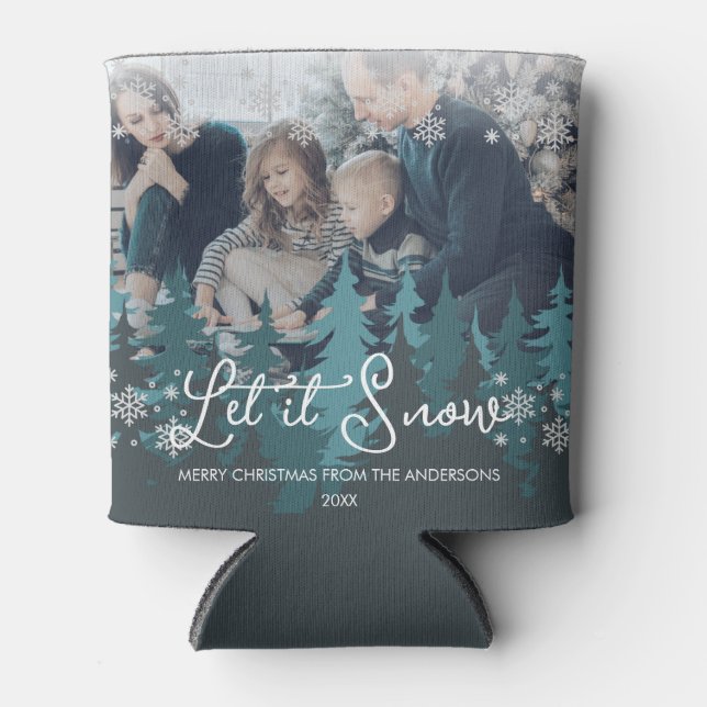 Lassen Sie es schneit | Schneeflocken Pine Tree We Dosenkühler (Vorderseite)