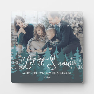 Lassen Sie es schneit   Schneeflocken Pine Tree We Fotoplatte