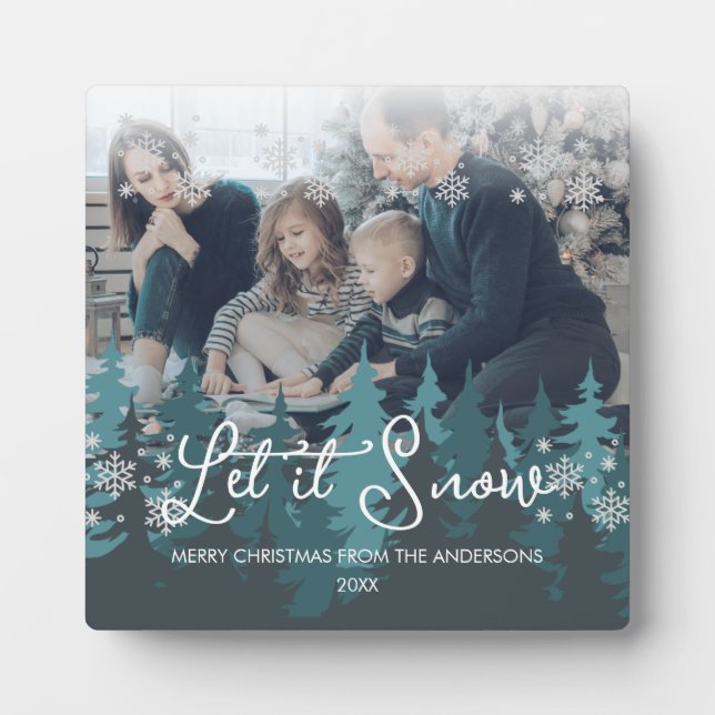 Lassen Sie es schneit | Schneeflocken Pine Tree We Fotoplatte (Vorderseite)