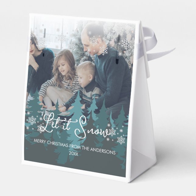 Lassen Sie es schneit | Schneeflocken Pine Tree We Geschenkschachtel (Rückseite)