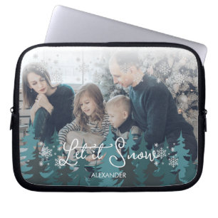 Lassen Sie es schneit   Schneeflocken Pine Tree We Laptopschutzhülle