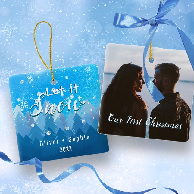 Lassen Sie es schneit unser 1. Weihnachtsblau Keramikornament (Von Creator hochgeladen)