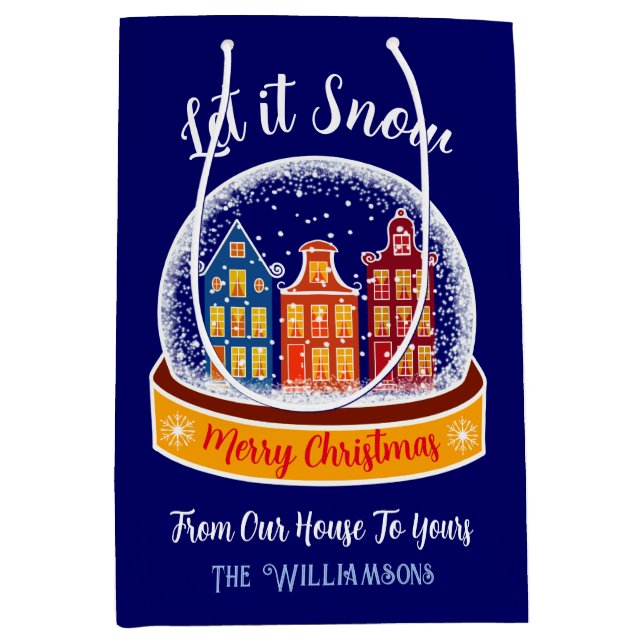 Lassen Sie es Snow Snowglobe Amsterdam Weihnachtsd Mittlere Geschenktüte (Vorderseite)