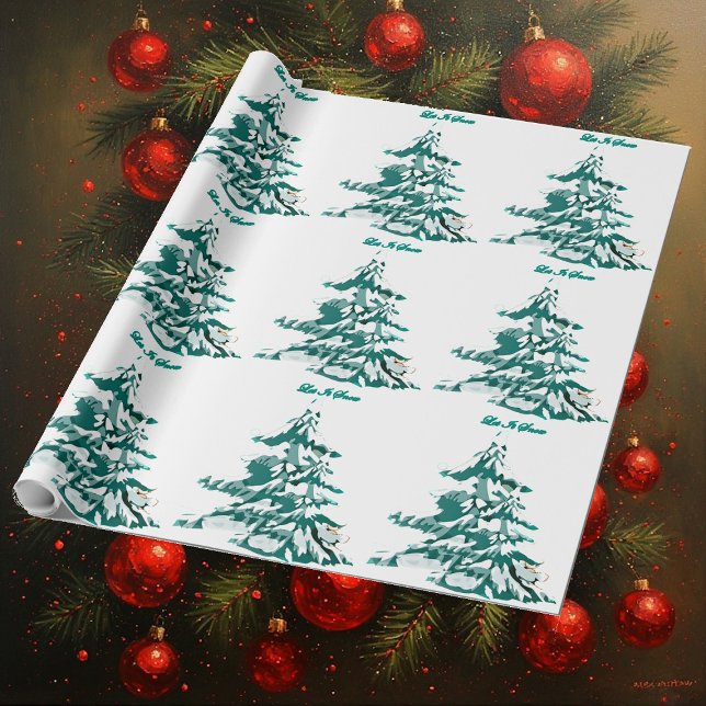 Lassen Sie es Wasser Farbe Winter Weihnachtsbaum. Geschenkpapier (Let it Snow Watercolor Winter Christmas Tree Wrapping Paper)