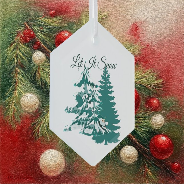 Lassen Sie es Wasser Farbe Winter Weihnachtswald Ornament Aus Glas (Let it Snow Watercolor Winter Christmas Woodland Glass Ornament)