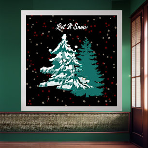 Lassen Sie es Wasser Farbe Winter Weihnachtswald Poster