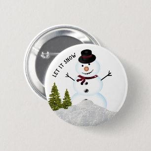 Lassen Sie es Winter Holiday Snowman Schnee. Button