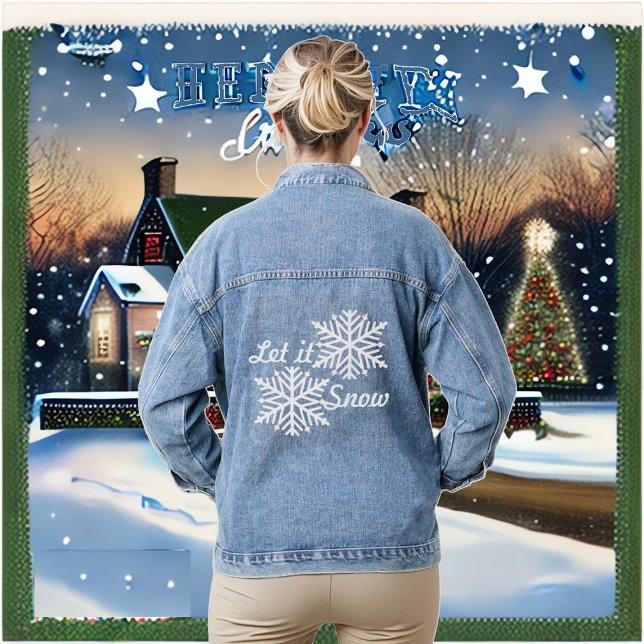 Lassen Sie es Winter weißen Schneeflocken zarten w Jeansjacke (Let It Snow Winter White Snowflakes Delicate Warm Denim Jacket)
