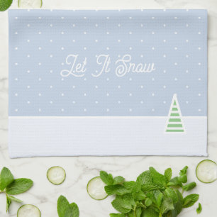 Lassen Sie es winzige Winter Baum Eis Blue Polka D Geschirrtuch